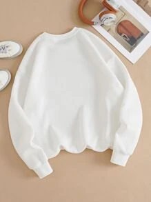 SHEIN Unity Quần áo thể thao nữ Giáng sinh Lá thư Giải trí - trắng - Xem 2