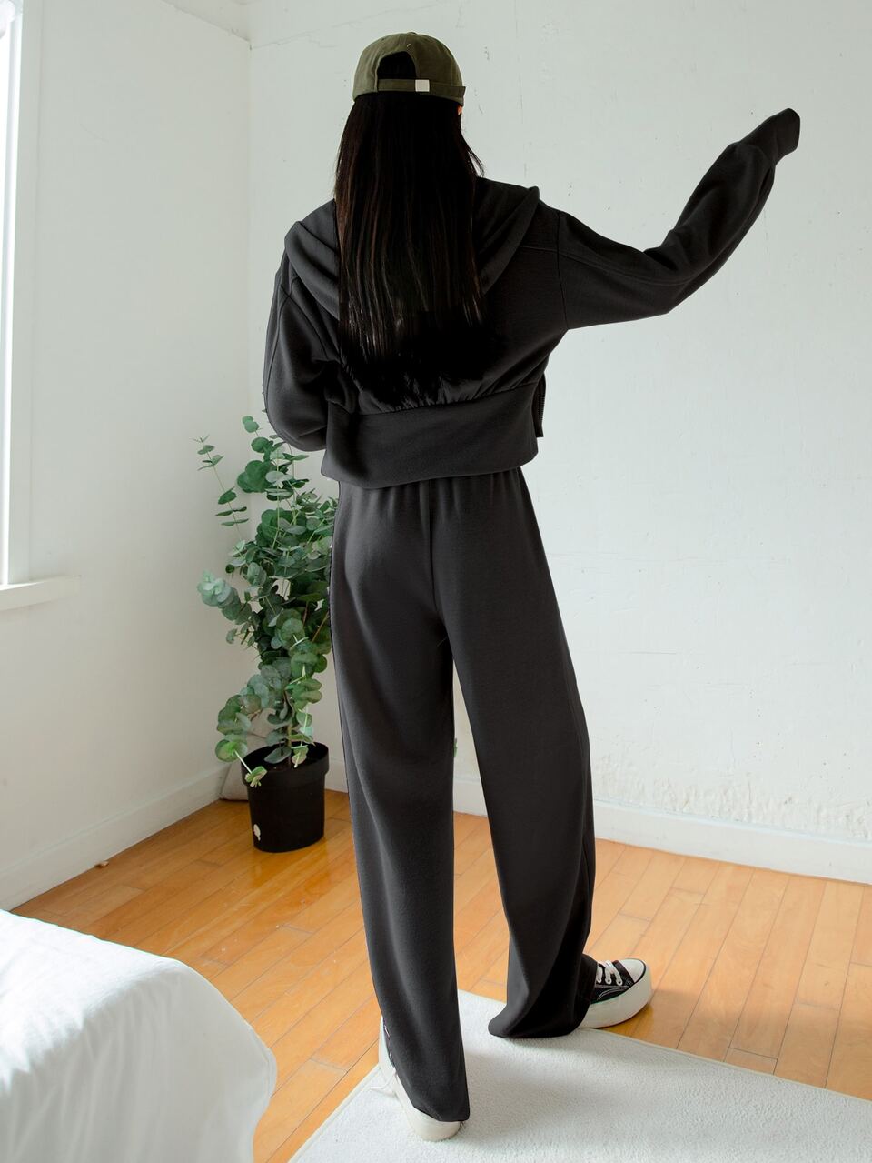 Drop Shoulder Hooded Jacket & Drawstring Waist Pants, Women Two Pieces Sets, Fall Clothes Lounge Sets For Women