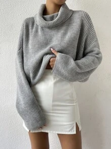 SHEIN Essnce Cowl Neck Drop Shoulder Jumper - Light Grey - View 3