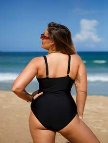 Bikinx 大碼熱帶圖案網紗拼接連體泳衣 - 彩色 - 查看 2