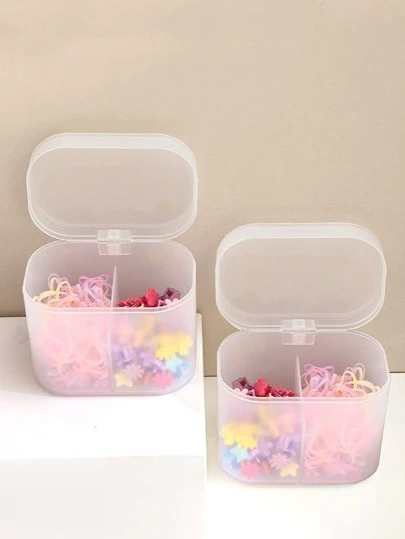 1 件双格珠宝收纳盒，透明 PP 发饰收纳盒，适合居家防晒旅行清凉返校