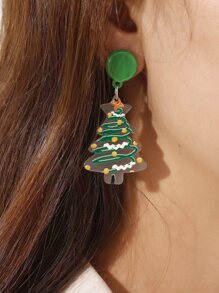 Pendientes largos árbol de Navidad - Multicolor - Ver 1