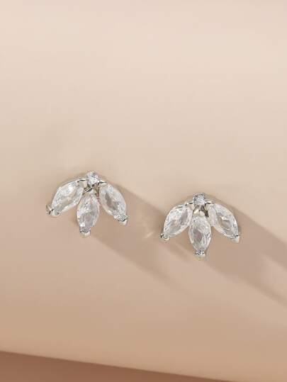 方晶鋯石裝飾耳釘