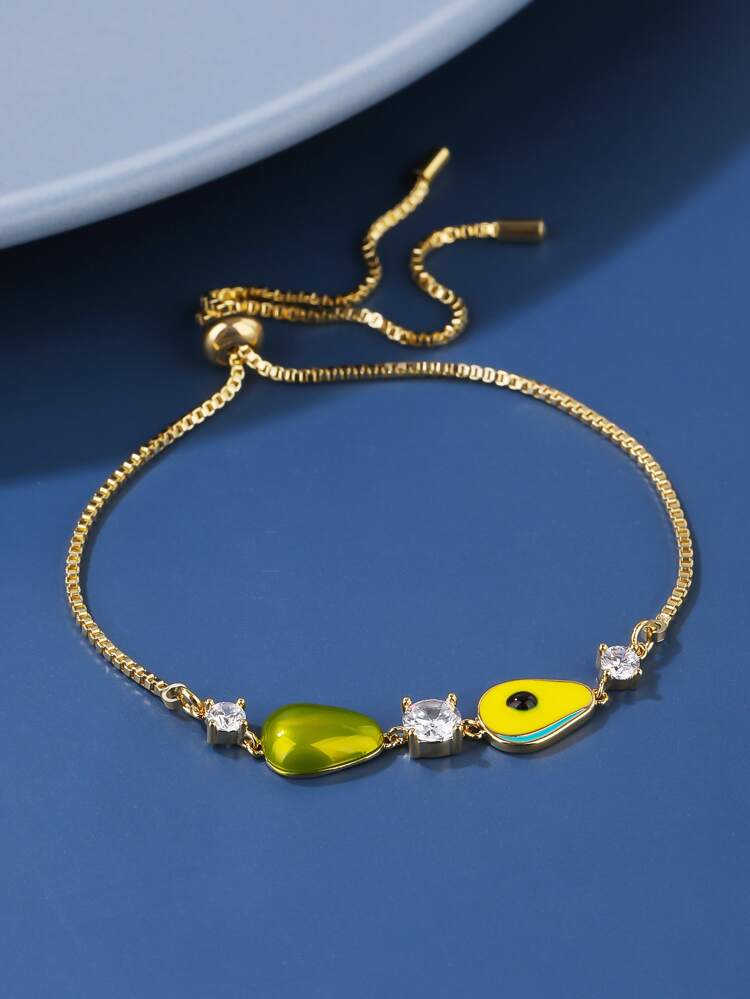 Fruit & Rhinestone Decor Bracelet