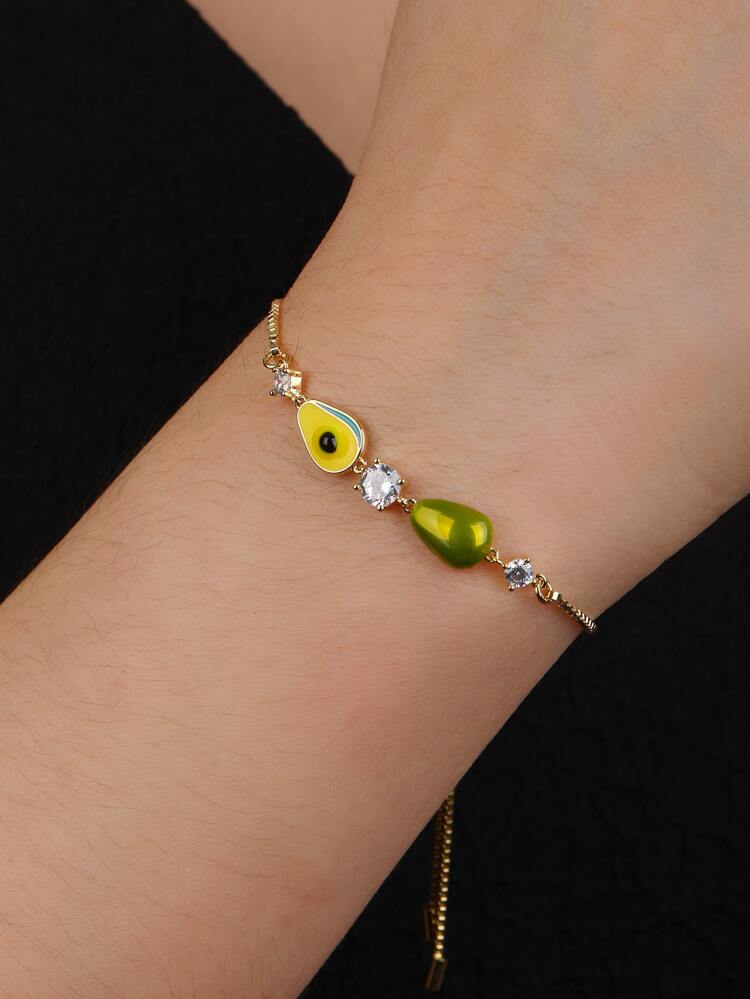 Fruit & Rhinestone Decor Bracelet