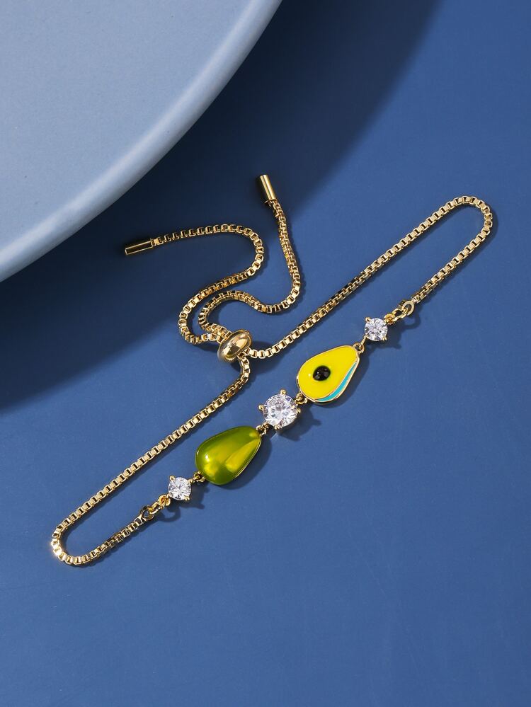 Fruit & Rhinestone Decor Bracelet