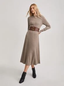 MOTF PREMIUM STUDDED DECOR SYMMETRICAL BUCKLE BELT - Brown - View 6