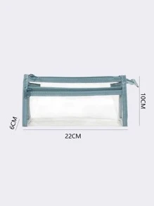 1pc Hộp đựng bút chì trong suốt nhiều lớp - Màu xanh lam - Xem 3