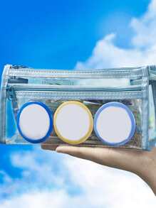 1pc Hộp đựng bút chì trong suốt nhiều lớp - Màu xanh lam - Xem 6