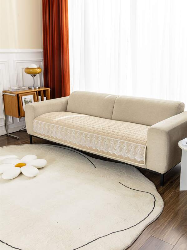 1pc Waffle Quilted Sofa Seat Cover (NO Back Part Or Armrest Included)