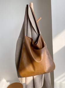 Túi Ví Đeo Vai Mềm Cho Nữ, Túi Tote Hobo, Túi Đeo Vai Công Suất Lớn, Túi Xách - màu nâu - Xem 2