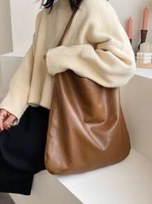 Túi Ví Đeo Vai Mềm Cho Nữ, Túi Tote Hobo, Túi Đeo Vai Công Suất Lớn, Túi Xách - màu nâu - Xem 1