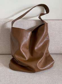 Túi Ví Đeo Vai Mềm Cho Nữ, Túi Tote Hobo, Túi Đeo Vai Công Suất Lớn, Túi Xách - màu nâu - Xem 4