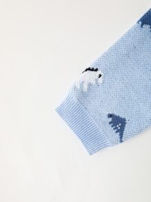Bebé Cárdigan con patrón de dinosaurio con botón - Celeste - Ver 6