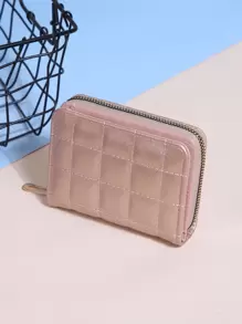 绗缝细节拉链小钱包零钱包小钱包卡包双折女士钱包便携现金白领女性大学工作商务通勤办公室周年纪念情侣生日礼物情人节礼物 - 香檳色 - 查看 2