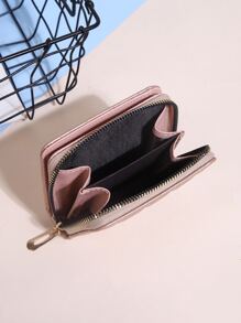 绗缝细节拉链小钱包零钱包小钱包卡包双折女士钱包便携现金白领女性大学工作商务通勤办公室周年纪念情侣生日礼物情人节礼物 - 香檳色 - 查看 6