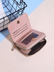 绗缝细节拉链小钱包零钱包小钱包卡包双折女士钱包便携现金白领女性大学工作商务通勤办公室周年纪念情侣生日礼物情人节礼物 - 香檳色 - 查看 8