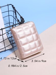 绗缝细节拉链小钱包零钱包小钱包卡包双折女士钱包便携现金白领女性大学工作商务通勤办公室周年纪念情侣生日礼物情人节礼物 - 香檳色 - 查看 4