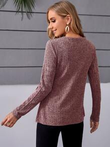 SHEIN Maternidad Camiseta tejido de canalé con nudo delantero