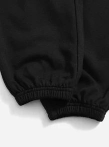 SHEIN Niñas Camiseta con cordón delantero & Pantalones deportivos con estampado de slogan - Multicolor - Ver 5