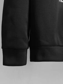 Manfinity Homme Men Bear And Slogan Graphic Sweatshirt & Drawstring Waist Joggers - Black - View 5