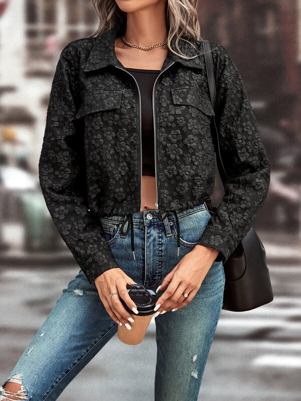 zip up crop jacket