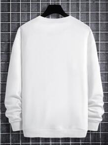 Manfinity Homme Men Slogan & Picture Print Drop Shoulder Pullover Without Necklace - White - View 2