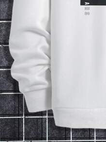 Manfinity Homme Men Slogan & Picture Print Drop Shoulder Pullover Without Necklace - White - View 3