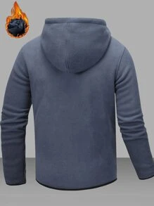 Manfinity Men Zipper Hooded Fleece Thermal Jacket - Dusty Blue - View 2