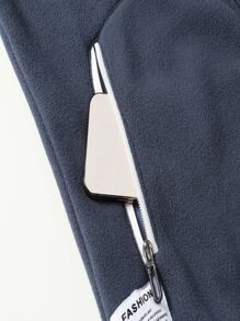 Manfinity Men Zipper Hooded Fleece Thermal Jacket - Dusty Blue - View 4