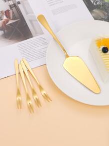 1pc Stainless Steel Spatula & 4pcs Fork - Gold - View 3