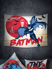 BATMAN X SHEIN Batman & Letter Graphic Tapestry - Multicolor - View 1