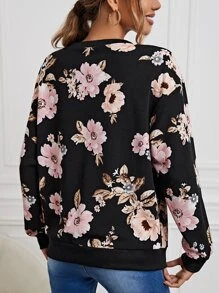 SHEIN LUNE 秋冬花卉印花圆领卫衣 - 彩色 - 查看 2