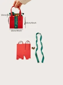 1pc Christmas Bell Decor Gift Box With Ribbon - Multicolor - View 3