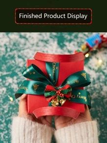 1pc Christmas Bell Decor Gift Box With Ribbon - Multicolor - View 4