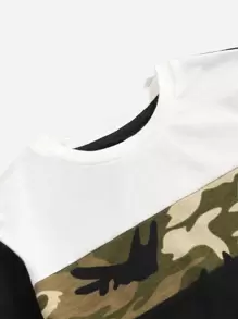 SHEIN Young Boy Camo Panel Top And Joggers Set