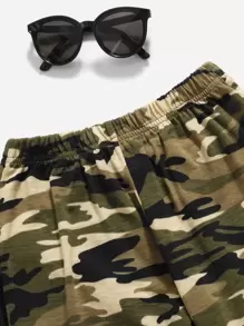 SHEIN Young Boy Camo Panel Top And Joggers Set
