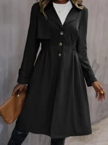 Chiquease Áo khoác trench coat cạp chun - màu đen - Xem 3