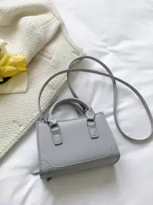 輕盈的商務休閒迷你拉鍊細節方形包適合少女、女性大學生、新手和白領工作者使用，非常適合辦公室、大學、工作、商務、通勤、戶外、旅遊和外出活動 - 灰色 - 查看 5