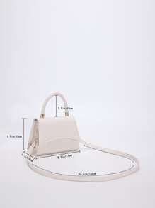 鱷魚壓紋編織細節翻蓋方包 - 白色 - 查看 8