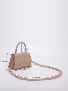 防水、輕盈、商務休閒鱷魚紋壓花翻蓋方形包適合青少年女大學生、菜鳥和白領，非常適合辦公室、大學、工作、商務、通勤 - 卡其色 - 查看 3