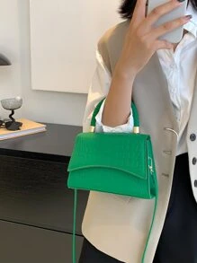 鱷魚壓紋編織細節翻蓋方包