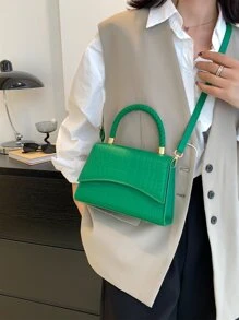 鱷魚壓紋編織細節翻蓋方包