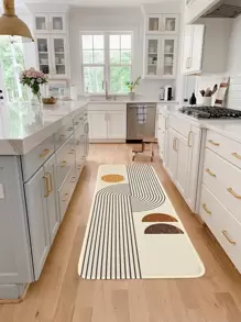 1pc Geometric Pattern Kitchen Rug, Modern Polyester Mat For Kitchen Decor ,Room Decor - Multicolor - View 1