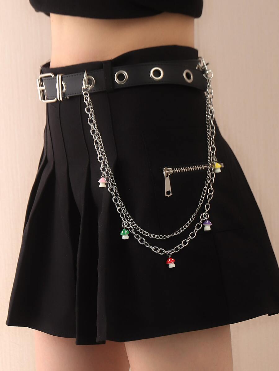 蘑菇吊墜多層褲鏈 - 彩色 - 查看 1