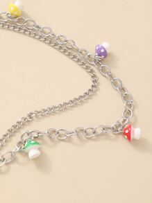 蘑菇吊墜多層褲鏈 - 彩色 - 查看 5