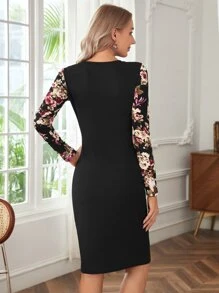 EMERY ROSE Floral Print Bodycon Dress - Multicolor - View 2