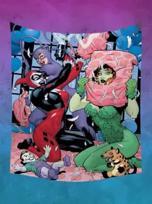 Harley Quinn | ROMWE Cartoon Figure & Animal Print Tapestry - Multicolor - View 1