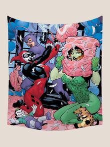 Harley Quinn | ROMWE Cartoon Figure & Animal Print Tapestry - Multicolor - View 2