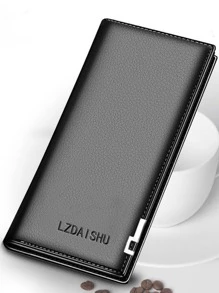 Cartera larga con gráfico de letras para hombres, regalo para papá, funda para talonario, ligera, moderna, de tarjeta de crédito empresarial, tarjeta de identificación, dinero, efectivo, casual de negocios, regalo del Día del maestro, regalo para maestros, trabajo, negocios, commutar, viaje, vacaciones, oficina, para aniversario, para pareja, para regalo de cumpleaños, el Día de San Valentín, para regalo de trabajadores de cuello blanco, para hombres, para regalo masculino - Negro - Ver 1